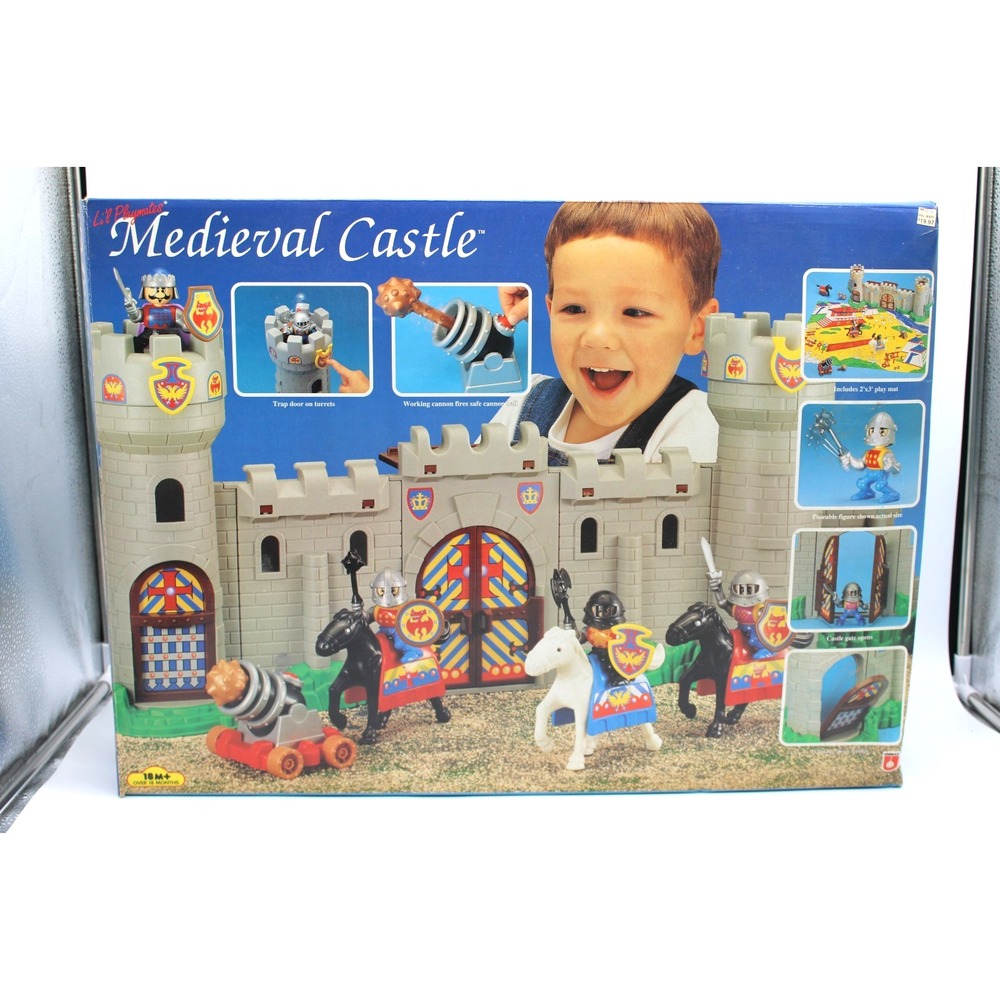 1995 Lil Playmates MEDIEVAL CASTLE VTG‎ Knights Horses Cannon Draw Bridge NEW